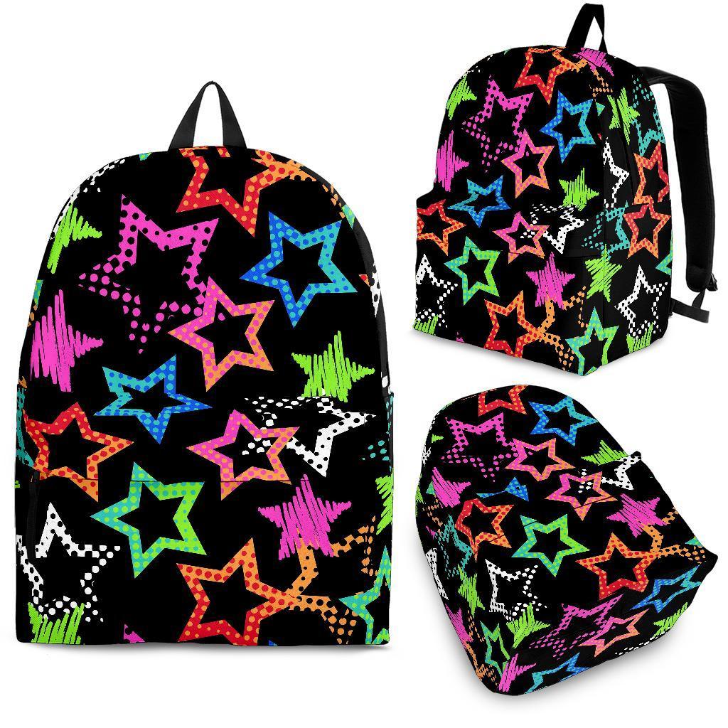 Star Colorful Pattern Print Backpack-grizzshop