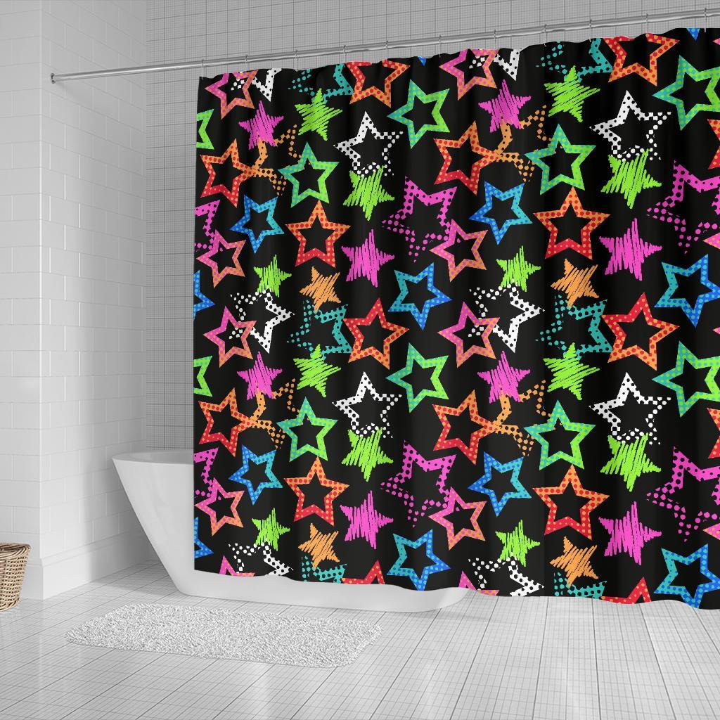 Star Colorful Pattern Print Bathroom Shower Curtain-grizzshop