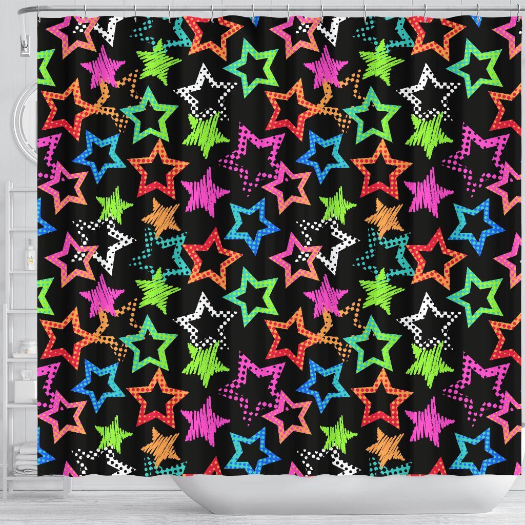 Star Colorful Pattern Print Bathroom Shower Curtain-grizzshop