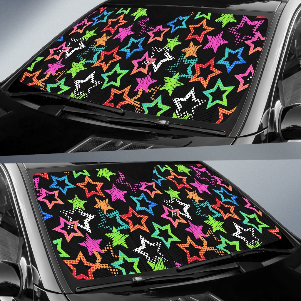Star Colorful Pattern Print Car Sun Shade-grizzshop