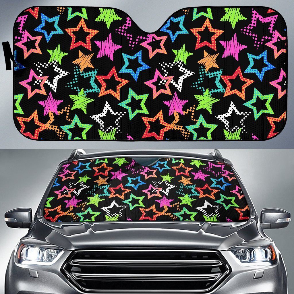 Star Colorful Pattern Print Car Sun Shade-grizzshop