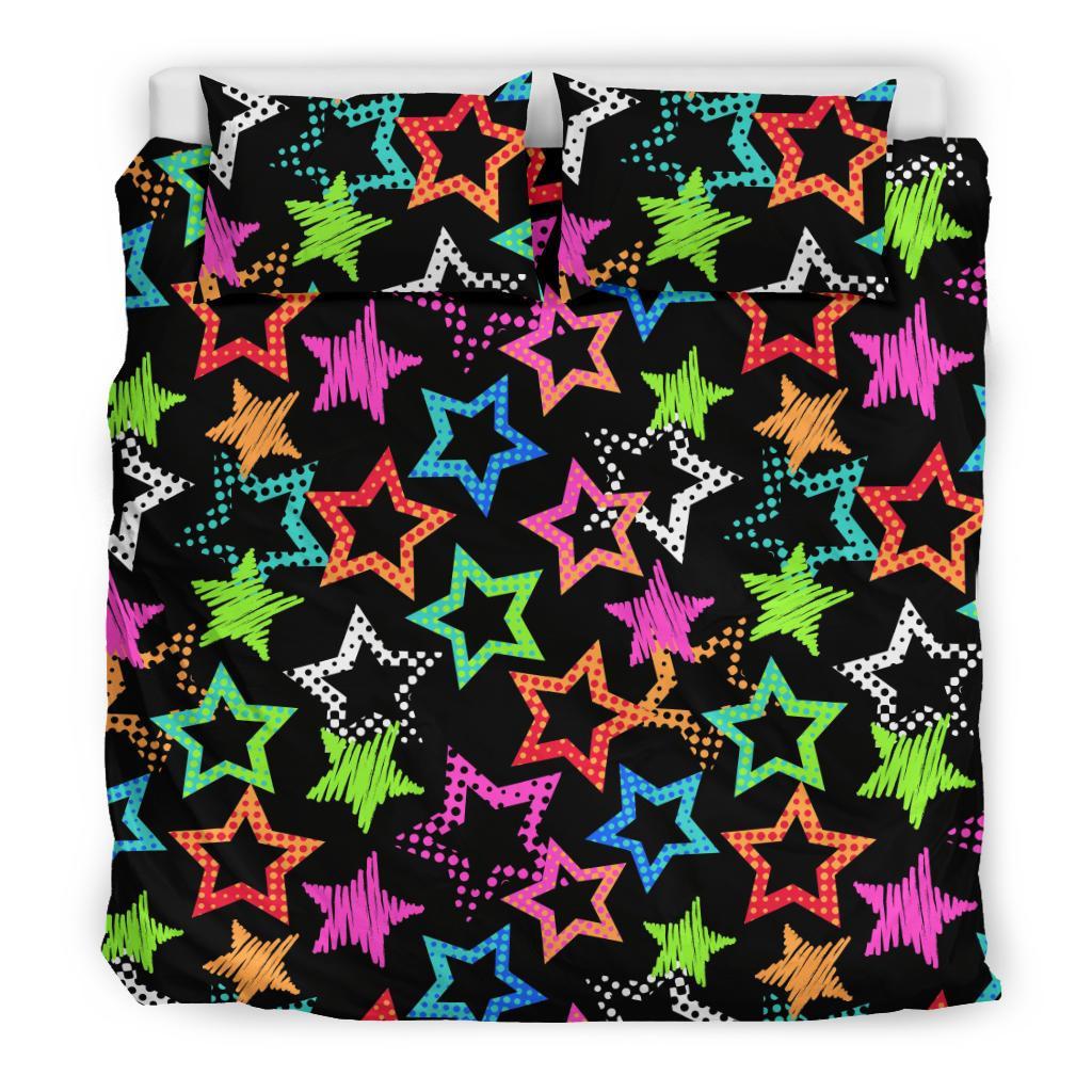 Star Colorful Pattern Print Duvet Cover Bedding Set-grizzshop