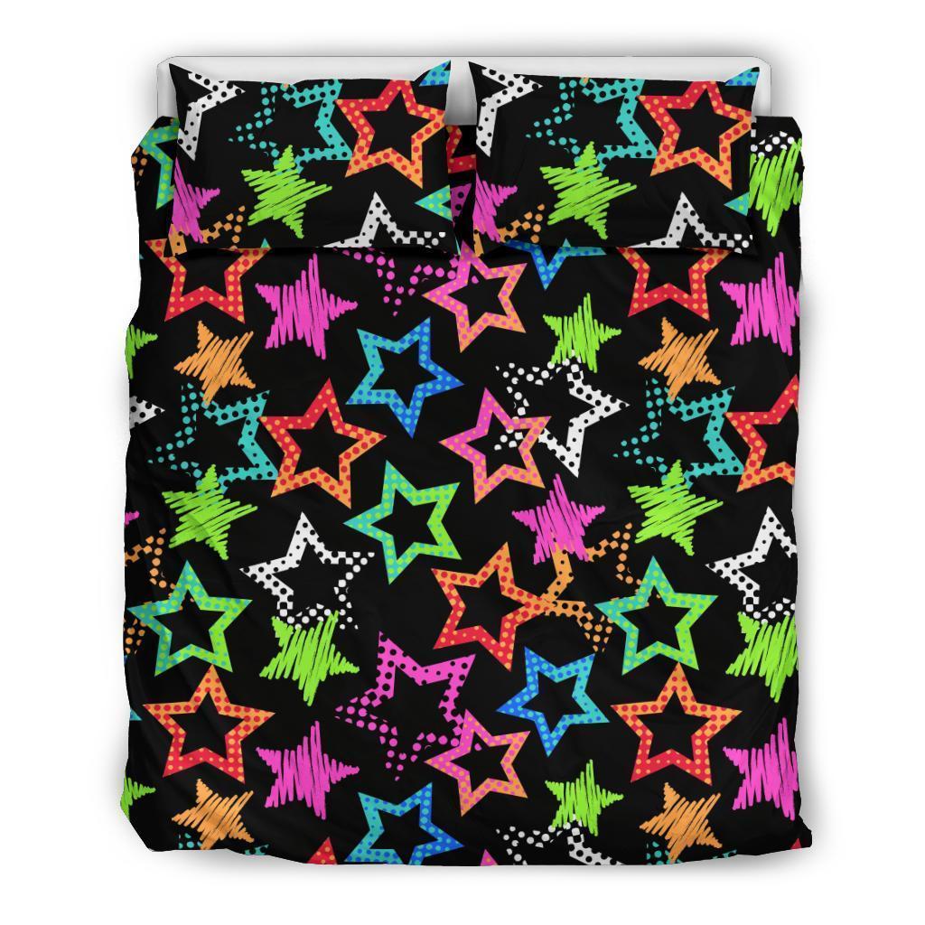 Star Colorful Pattern Print Duvet Cover Bedding Set-grizzshop