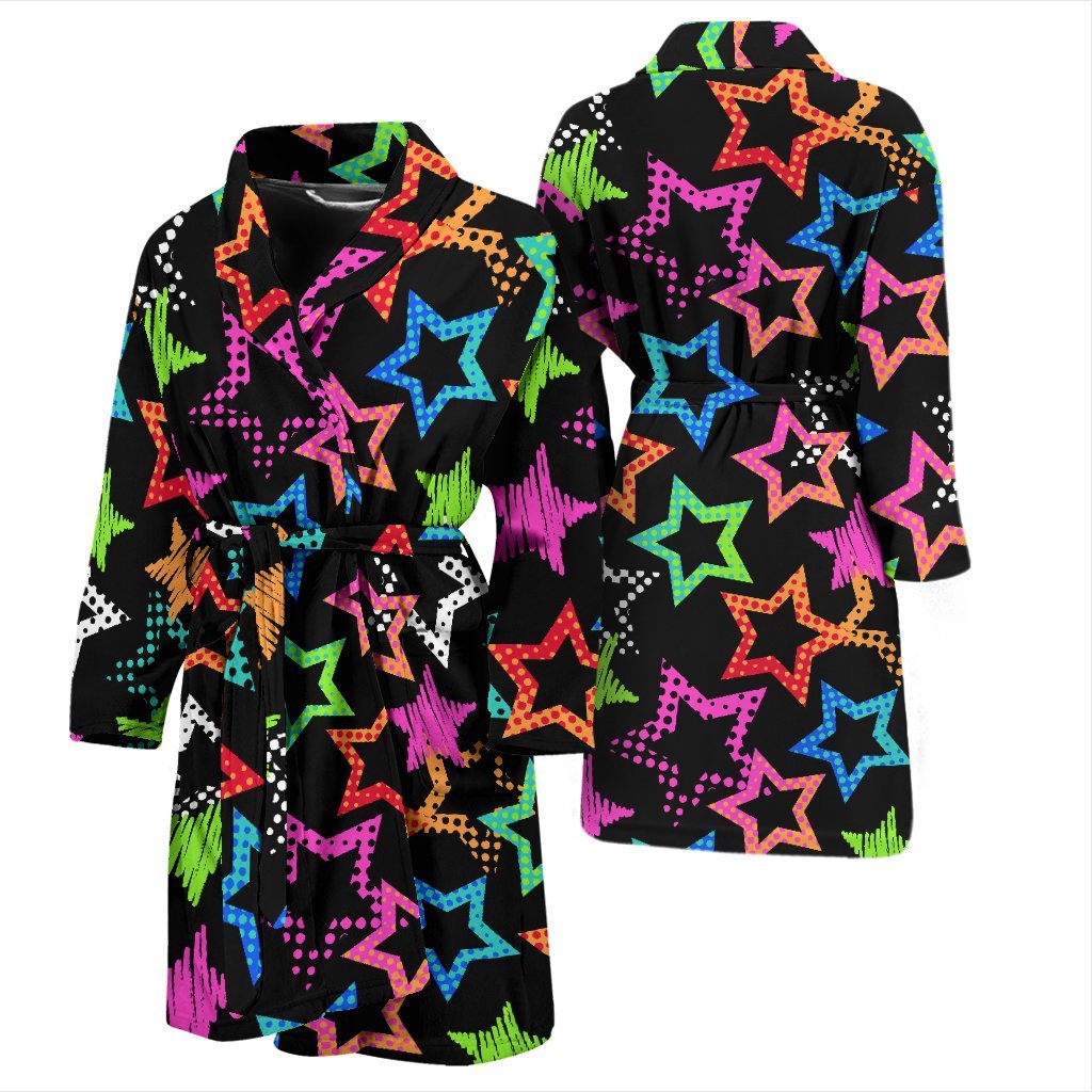Star Colorful Pattern Print Men Long Robe-grizzshop
