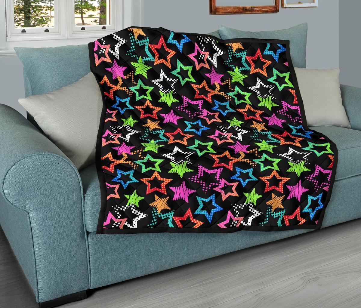 Star Colorful Pattern Print Quilt-grizzshop