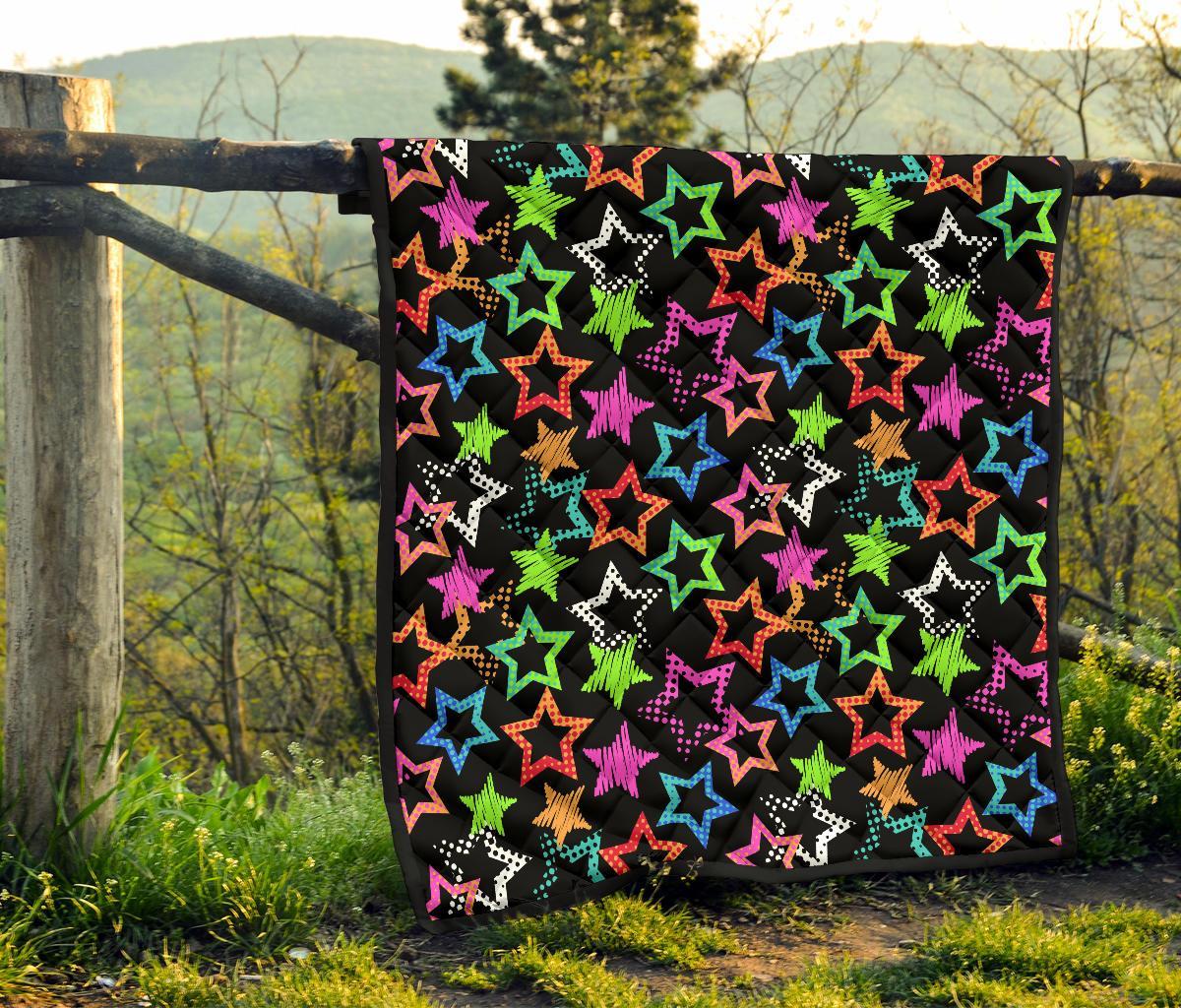 Star Colorful Pattern Print Quilt-grizzshop