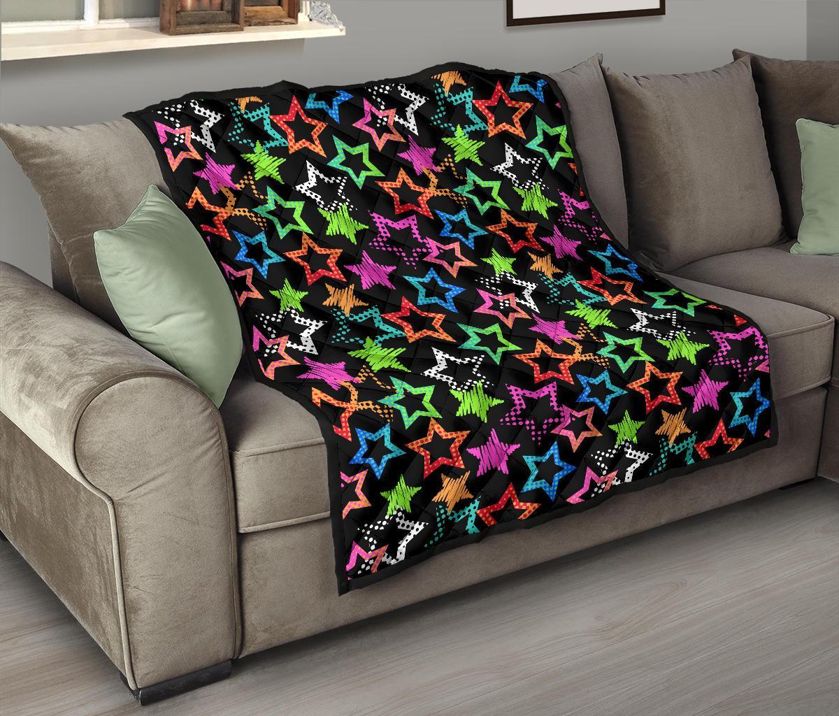 Star Colorful Pattern Print Quilt-grizzshop