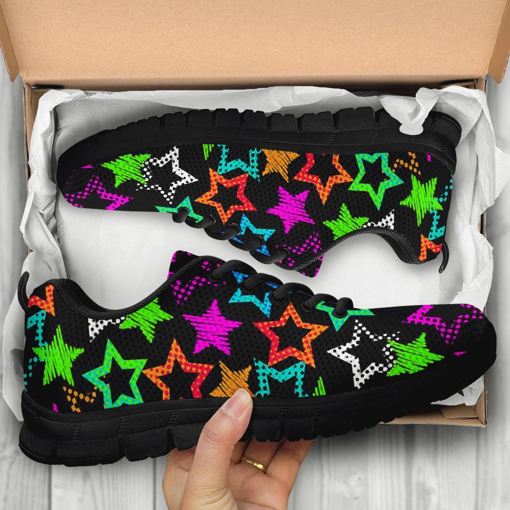 Star Colorful Pattern Print Sneaker Shoes For Men Women-grizzshop