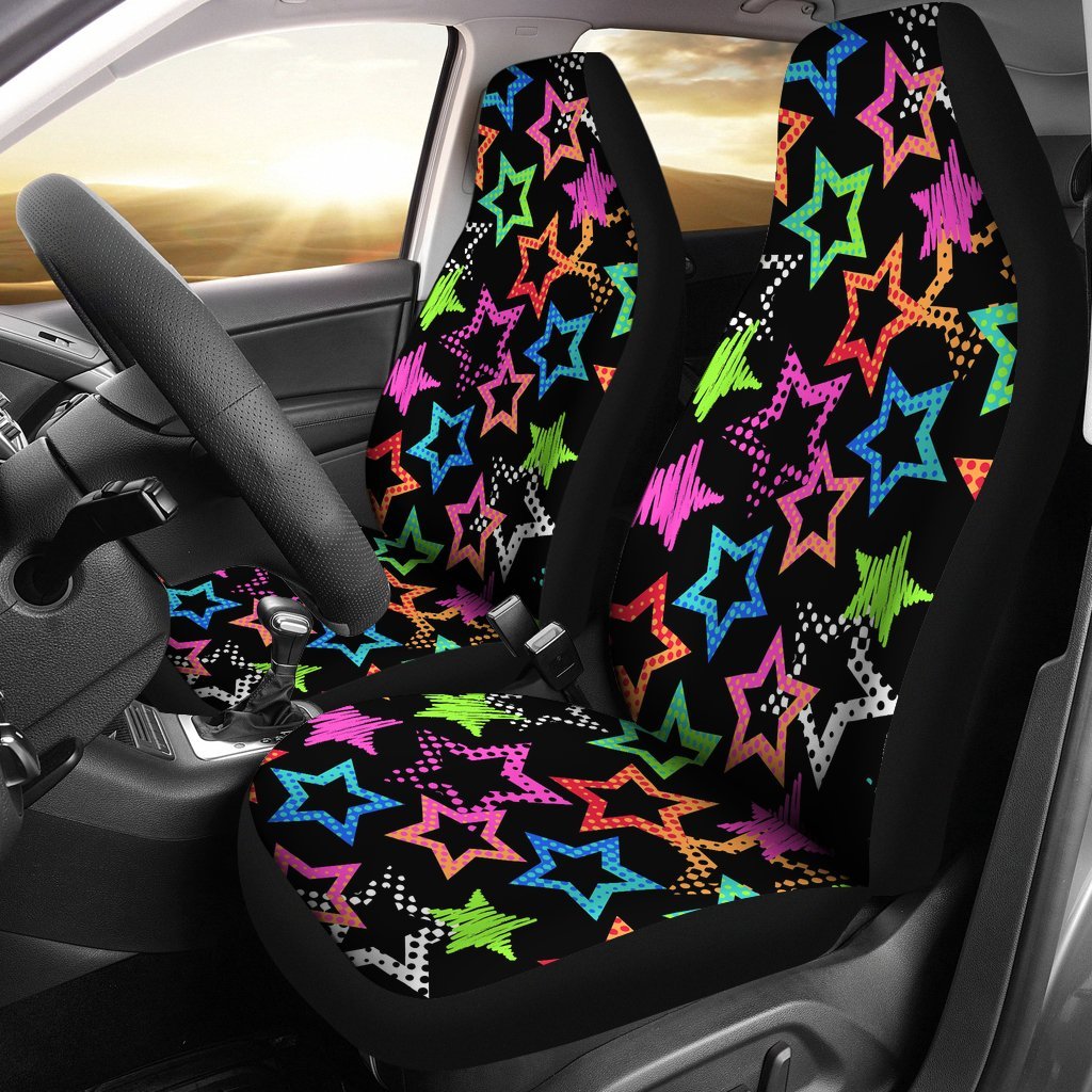 Star Colorful Pattern Print Universal Fit Car Seat Covers-grizzshop
