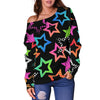 Load image into Gallery viewer, Star Colorful Pattern Print Women Off Shoulder Sweatshirt-grizzshop