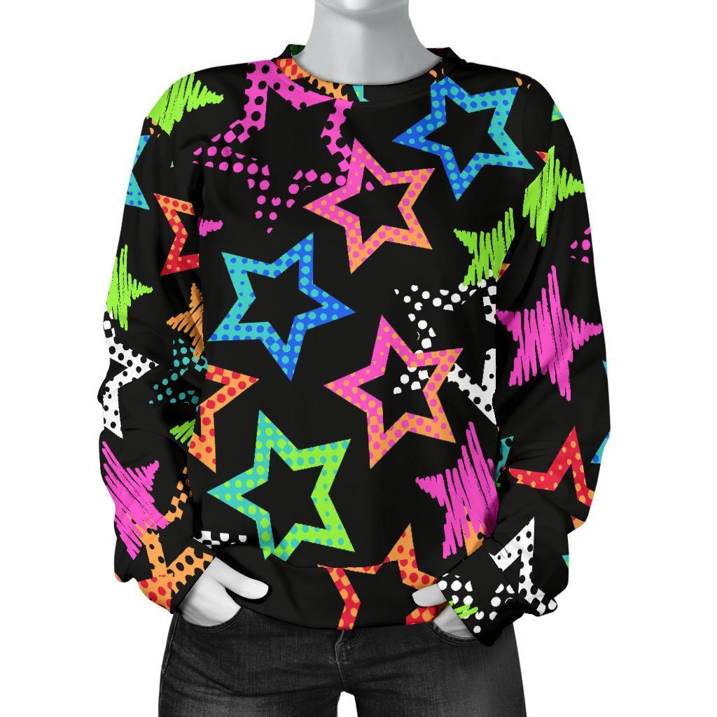 Star Colorful Pattern Print Women's Sweatshirt-grizzshop