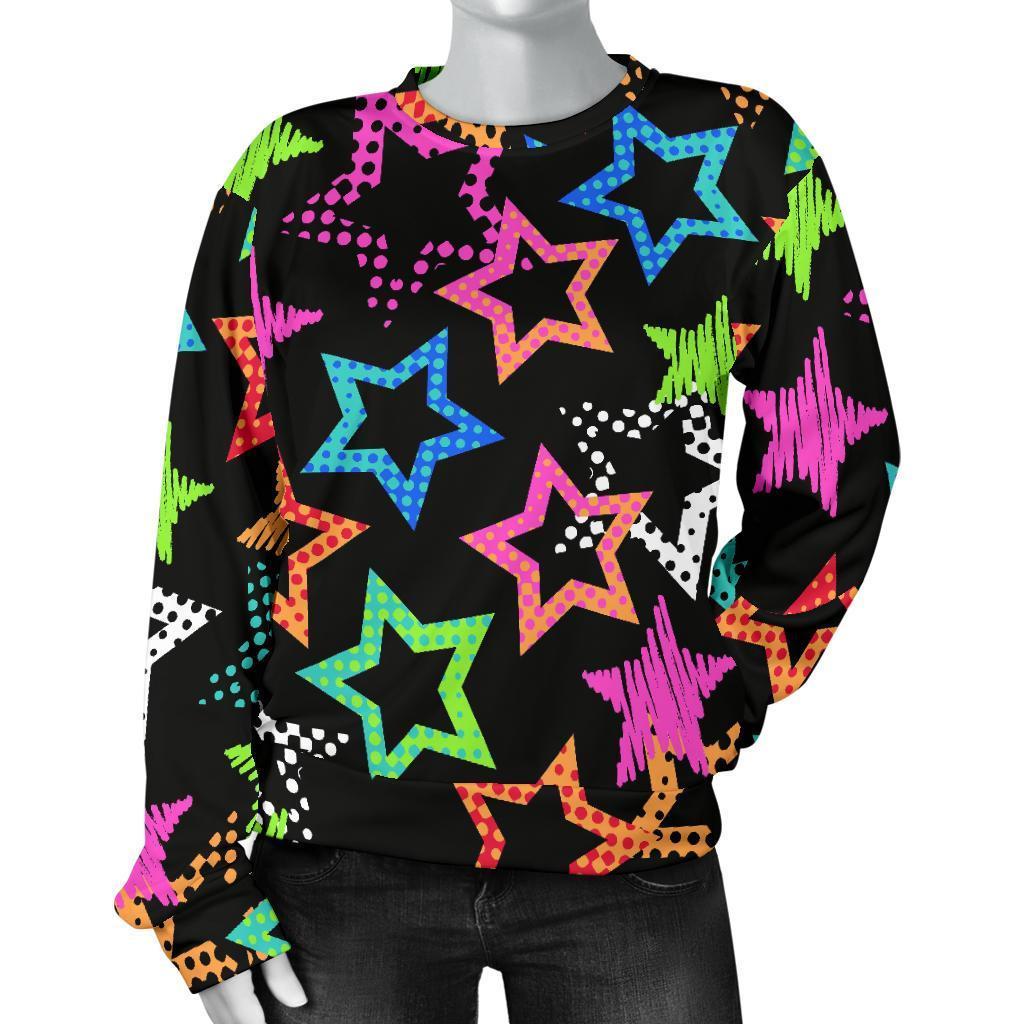 Star Colorful Pattern Print Women's Sweatshirt-grizzshop