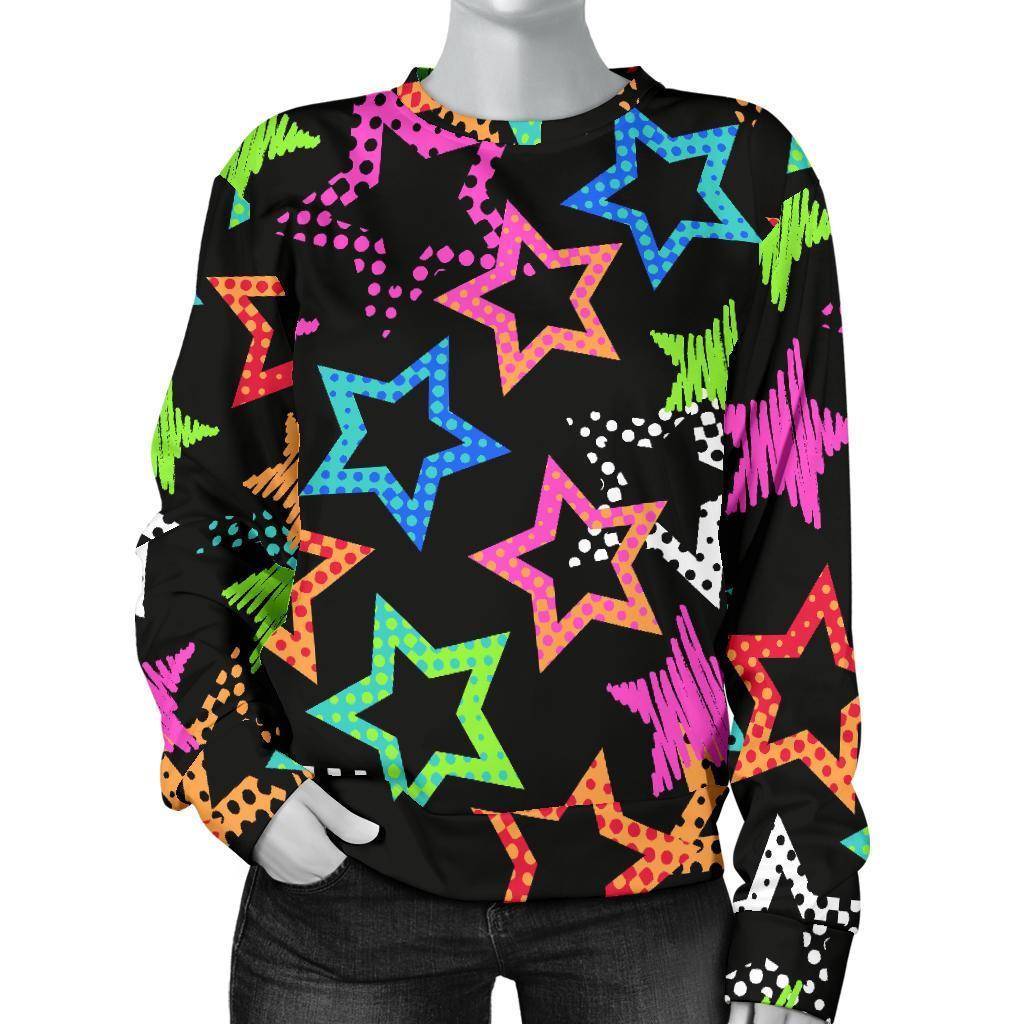 Star Colorful Pattern Print Women's Sweatshirt-grizzshop