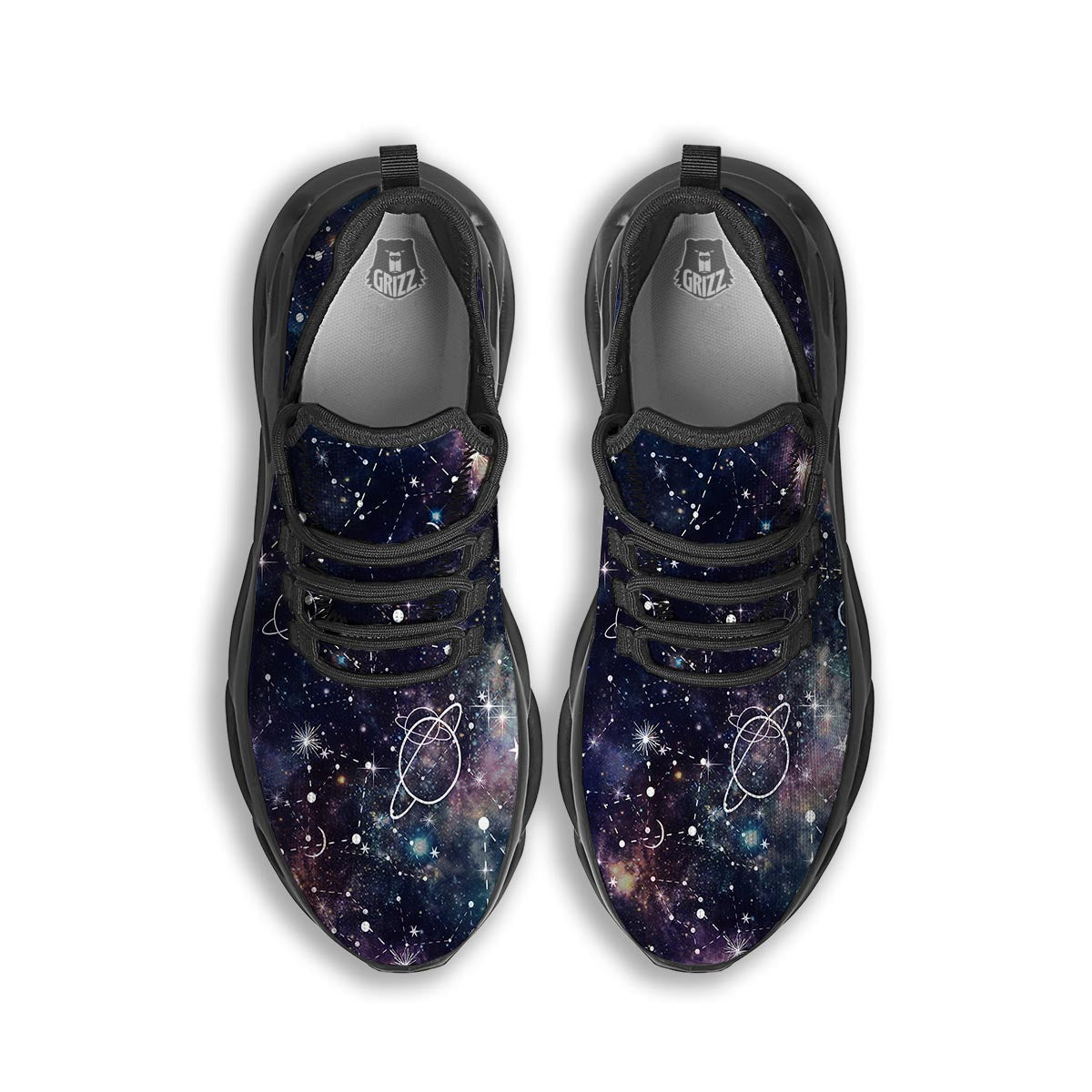 Star Constellation Galaxy Space Black Running Shoes-grizzshop