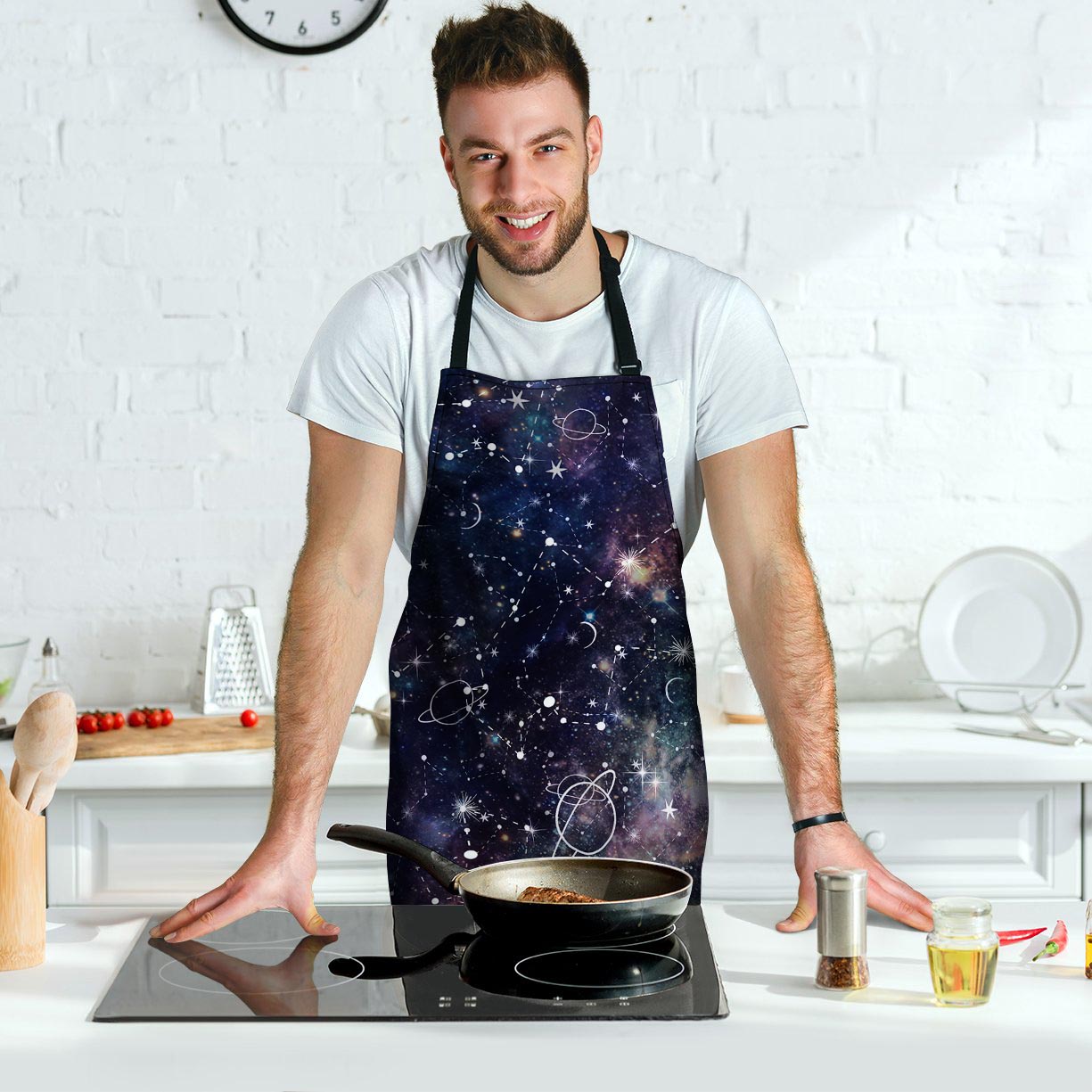 Star Constellation Galaxy Space Men's Apron-grizzshop