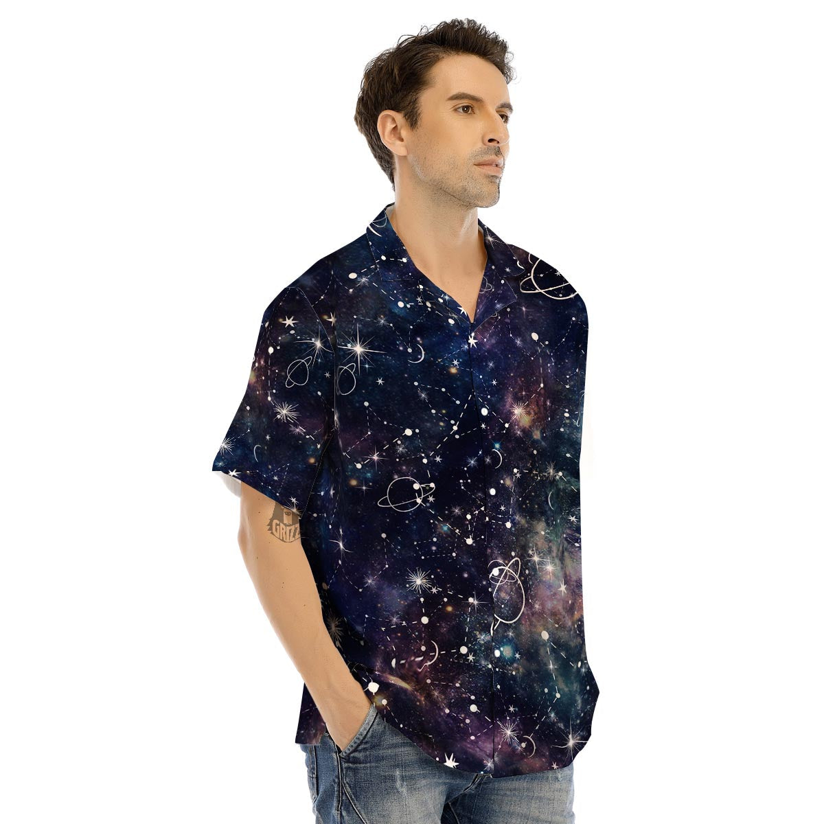Star Constellation Galaxy Space Men’s Hawaiian Shirt-grizzshop
