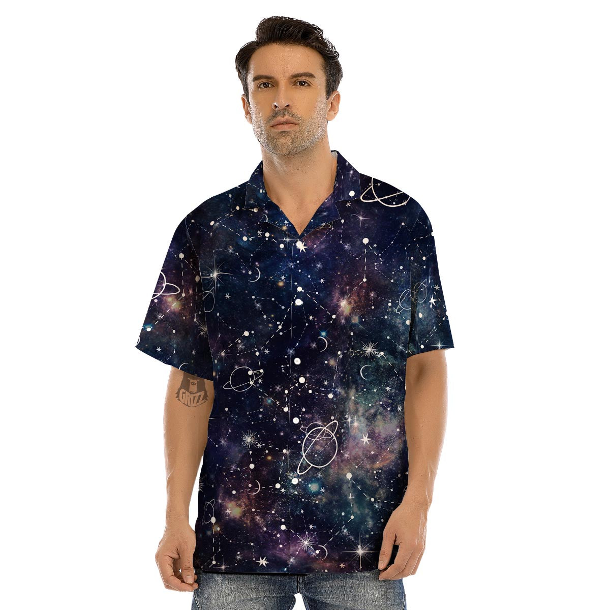 Star Constellation Galaxy Space Men’s Hawaiian Shirt-grizzshop