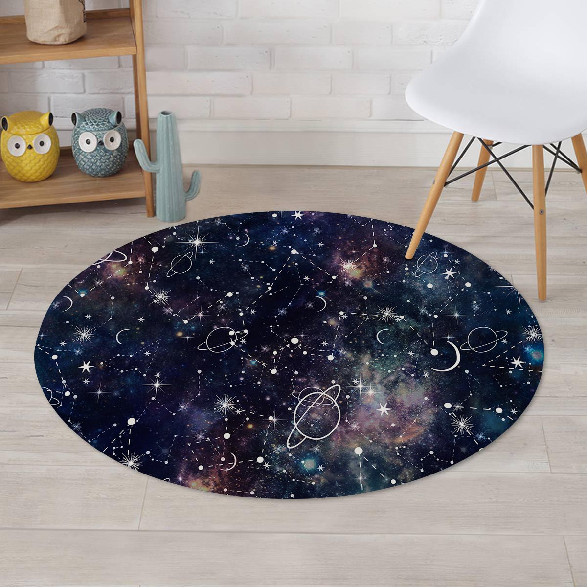 Star Constellation Galaxy Space Round Rug-grizzshop