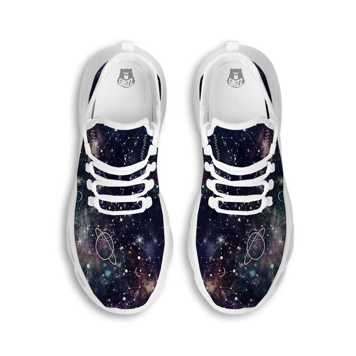 Star Constellation Galaxy Space White Running Shoes-grizzshop