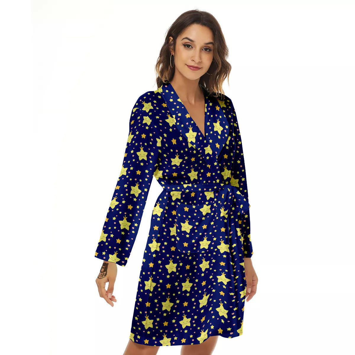 Star Cute Print Pattern Women's Robe-grizzshop