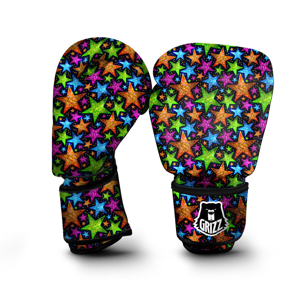 Star Disco Sparkles Print Pattern Boxing Gloves-grizzshop