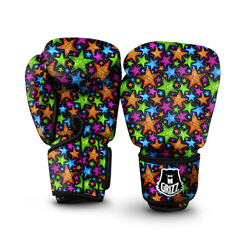 Star Disco Sparkles Print Pattern Boxing Gloves-grizzshop