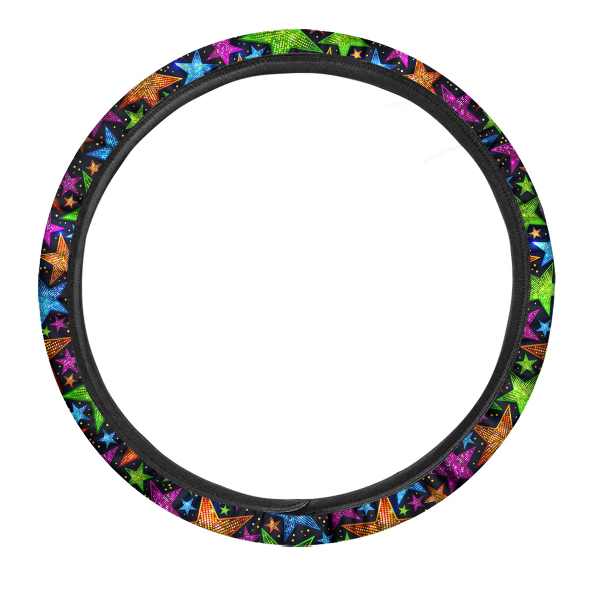 Star Disco Sparkles Print Pattern Car Steering Wheel Cover-grizzshop
