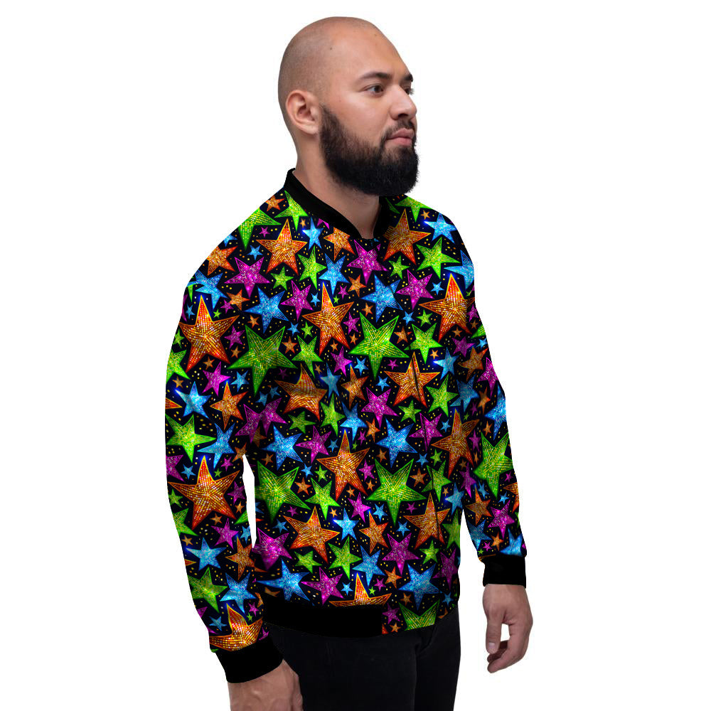 Star Disco Sparkles Print Pattern Men's Bomber Jacket-grizzshop