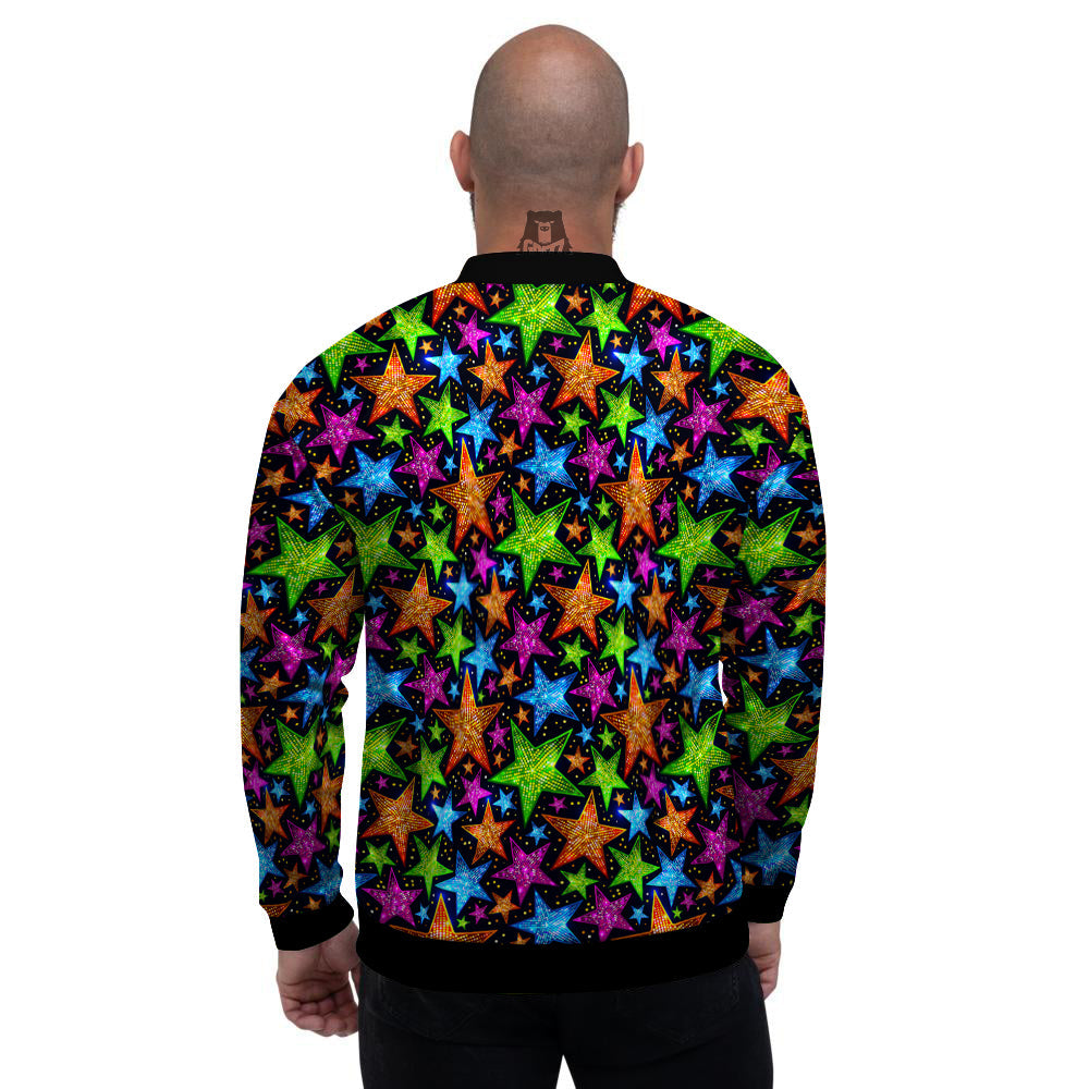 Star Disco Sparkles Print Pattern Men's Bomber Jacket-grizzshop