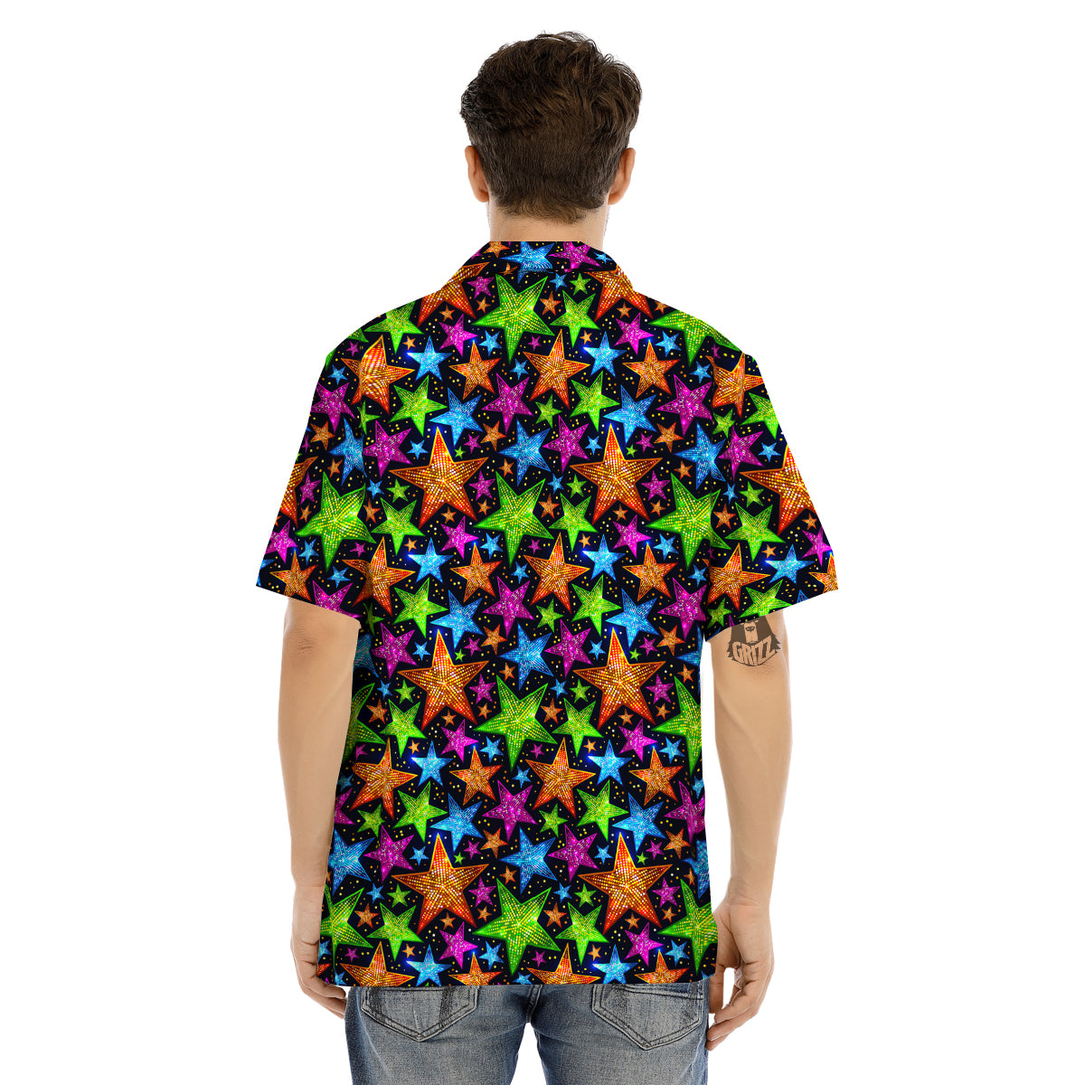 Star Disco Sparkles Print Pattern Men's Hawaiian Shirt-grizzshop