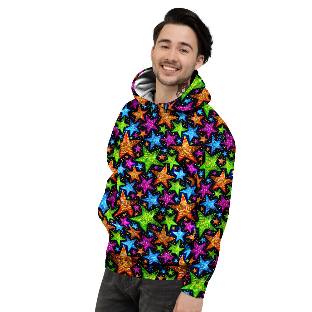 Star Disco Sparkles Print Pattern Men's Hoodie-grizzshop