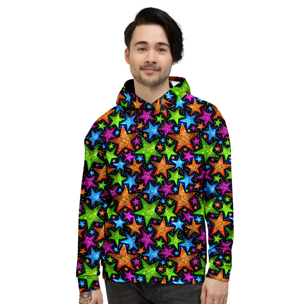 Star Disco Sparkles Print Pattern Men's Hoodie-grizzshop