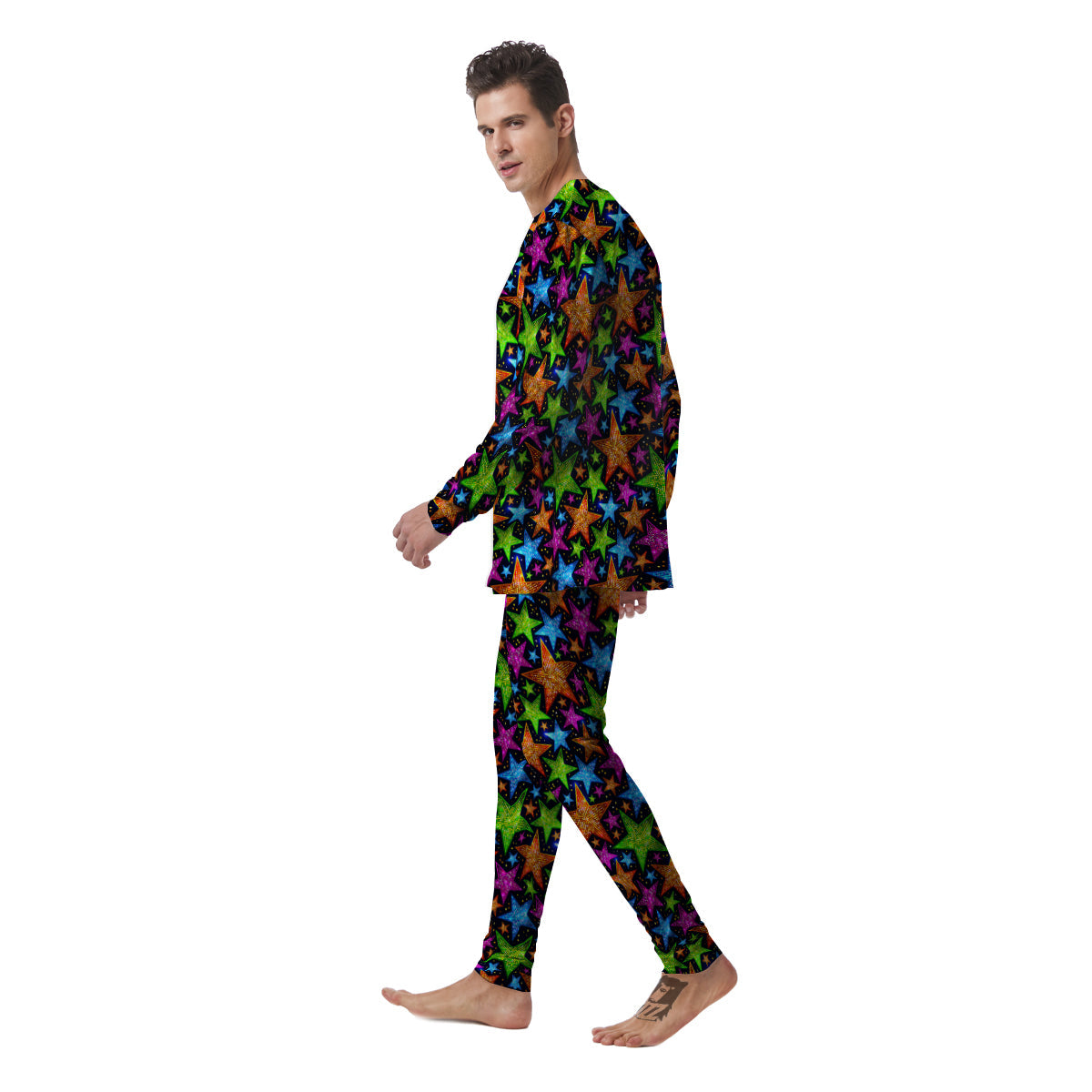 Star Disco Sparkles Print Pattern Men's Pajamas-grizzshop