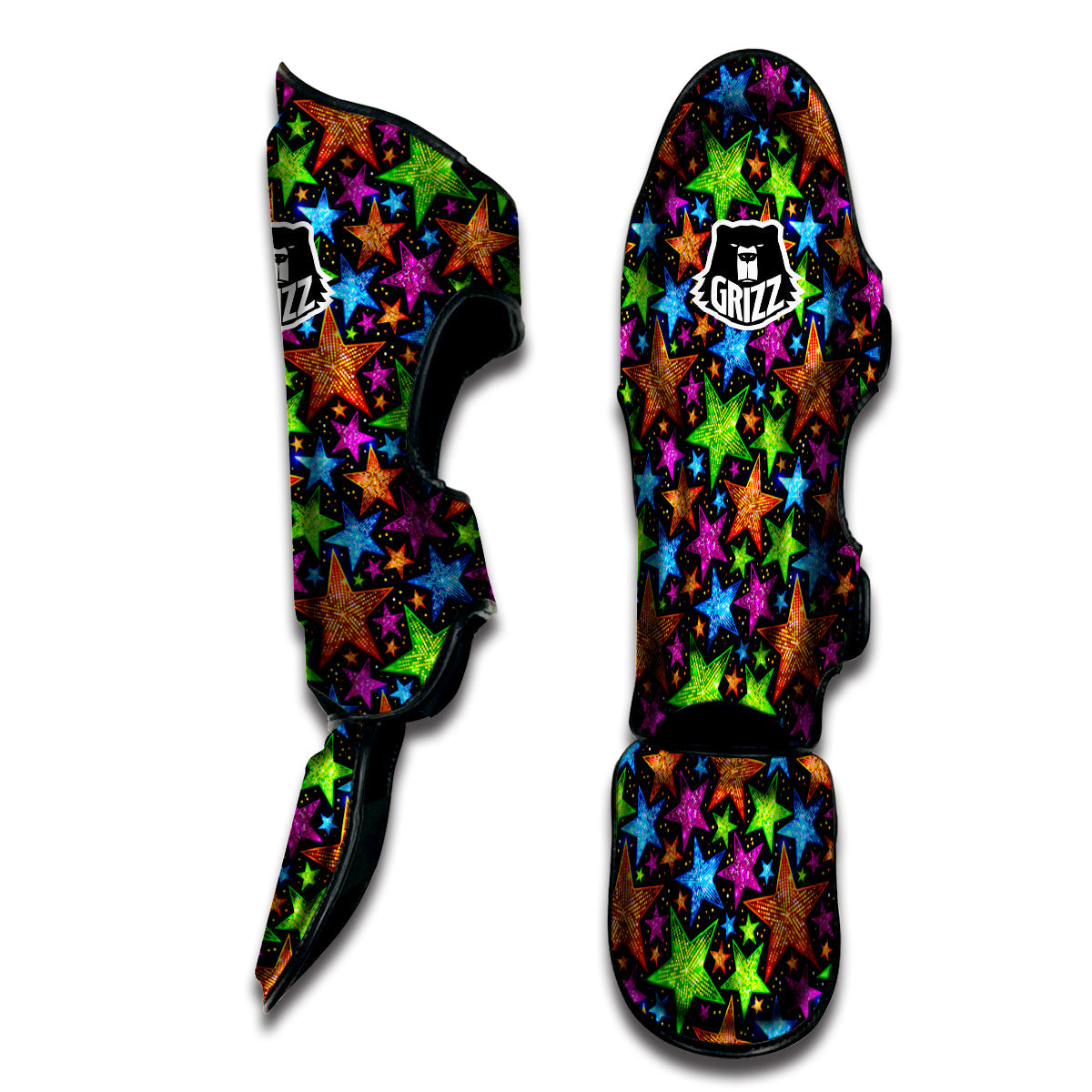 Star Disco Sparkles Print Pattern Muay Thai Shin Guards-grizzshop