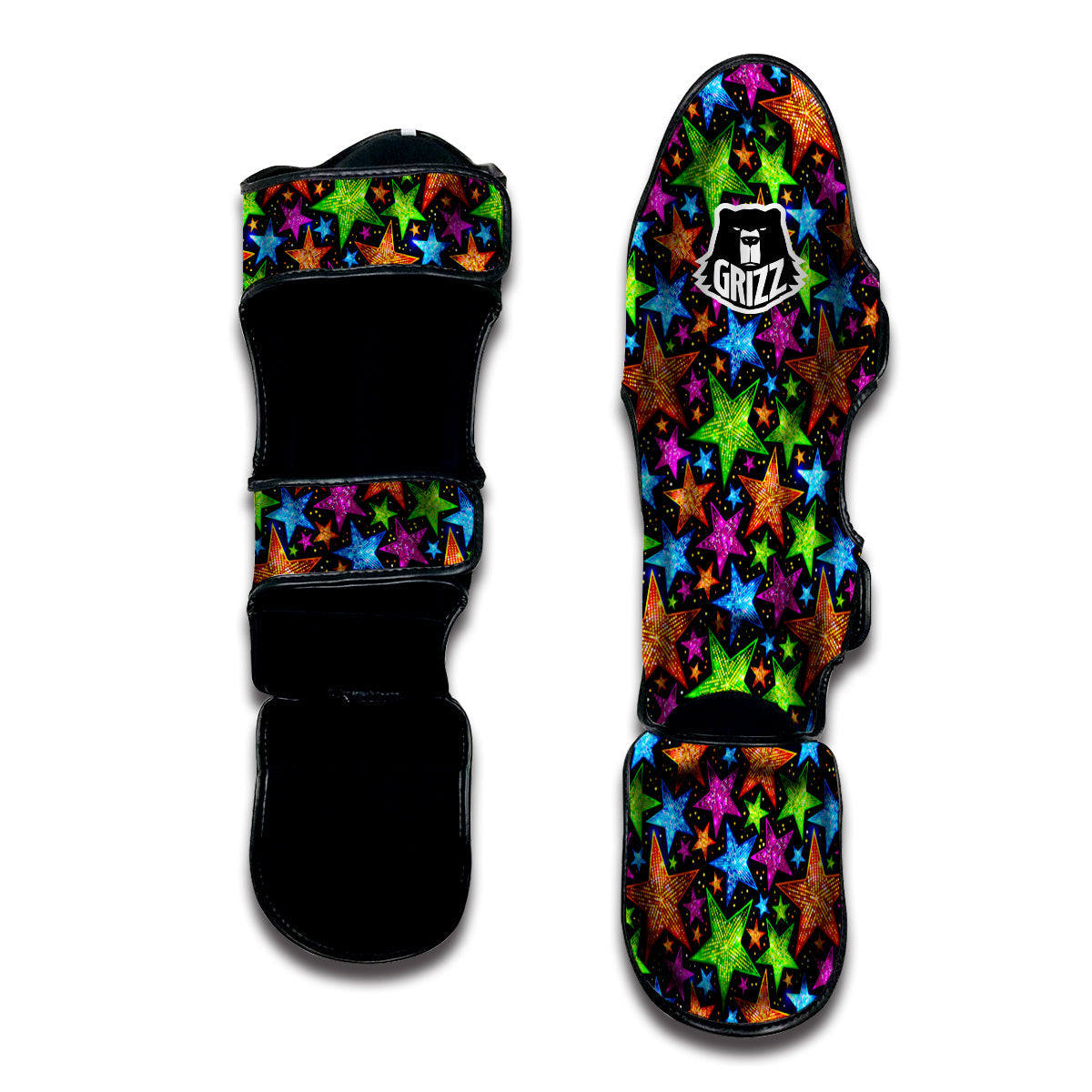 Star Disco Sparkles Print Pattern Muay Thai Shin Guards-grizzshop