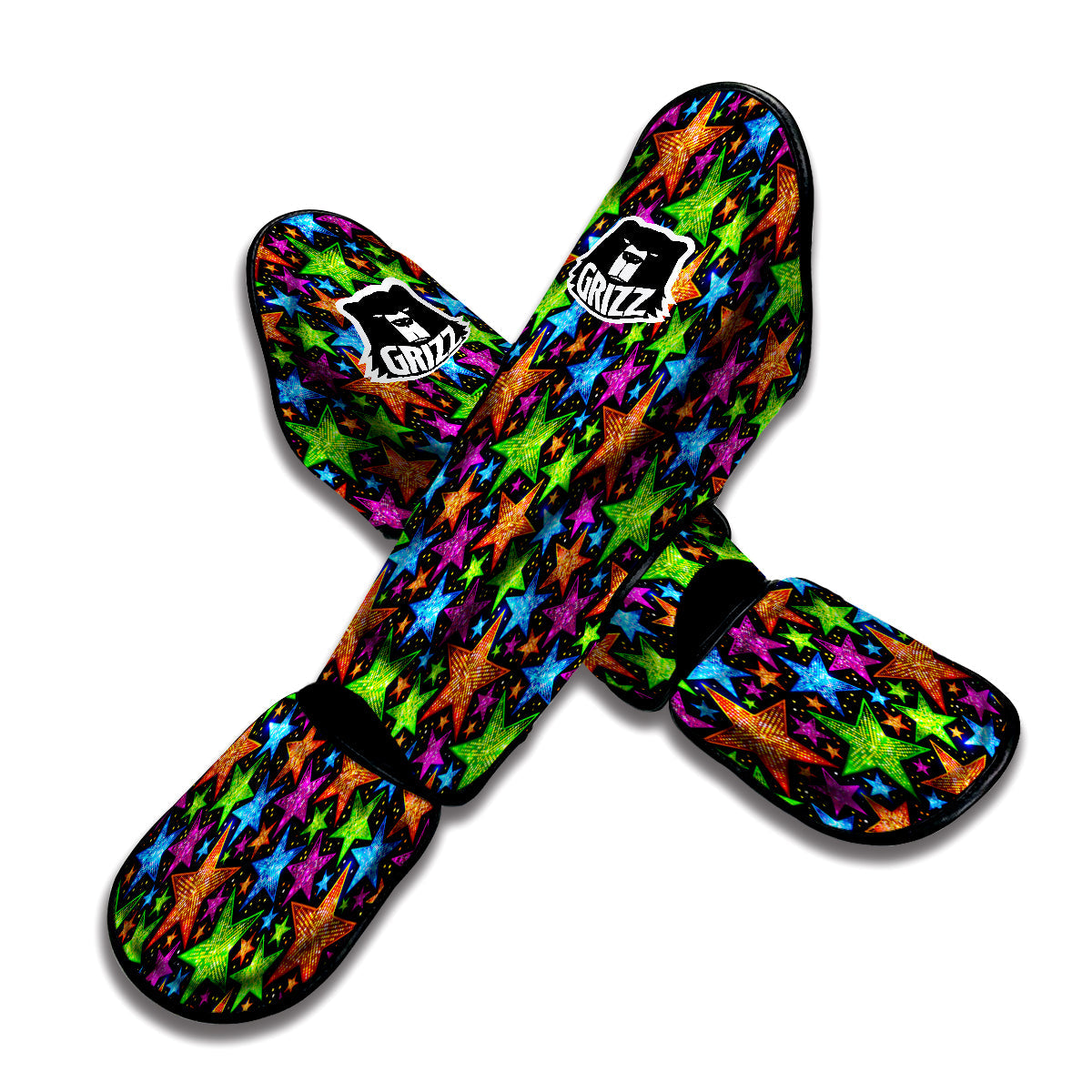 Star Disco Sparkles Print Pattern Muay Thai Shin Guards-grizzshop