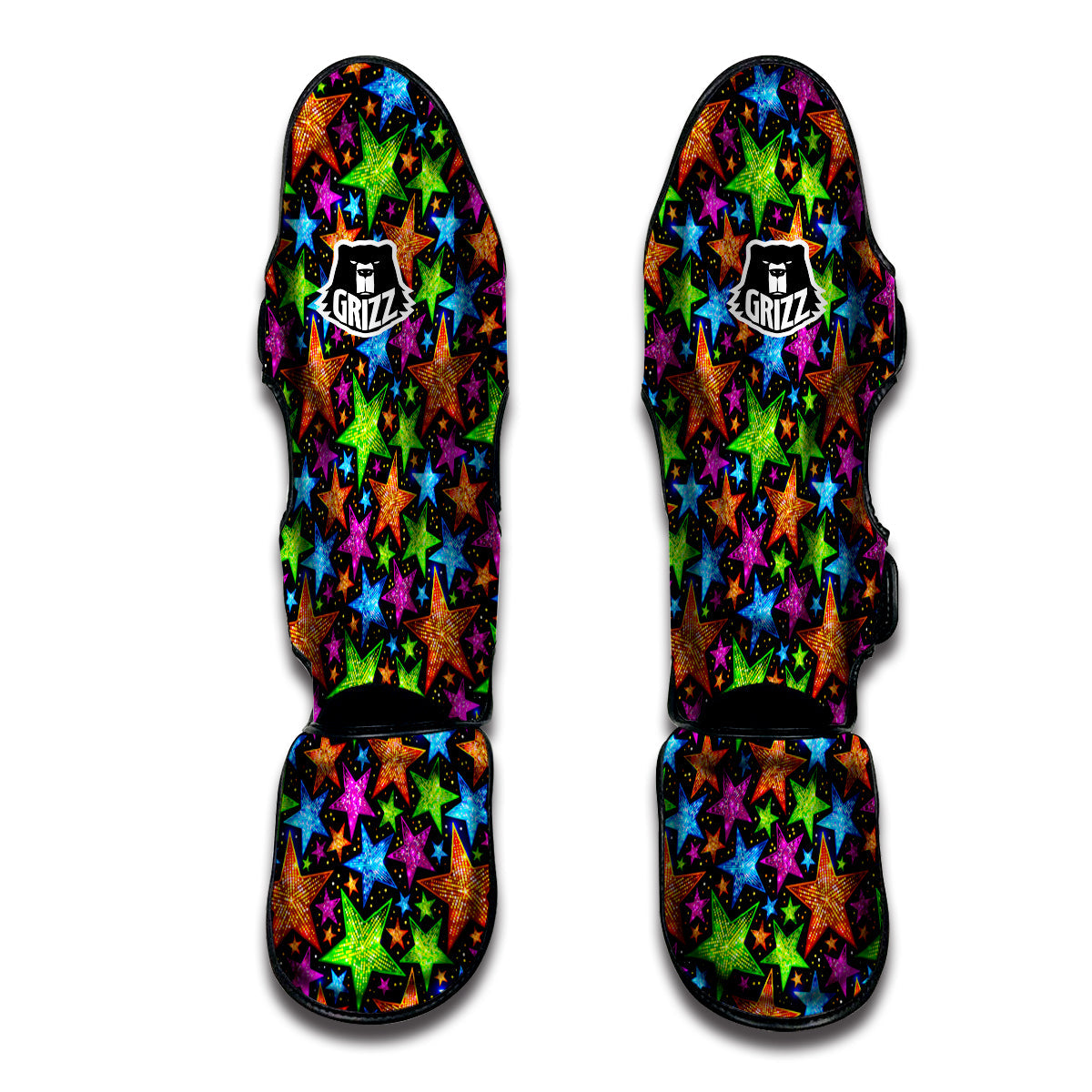Star Disco Sparkles Print Pattern Muay Thai Shin Guards-grizzshop