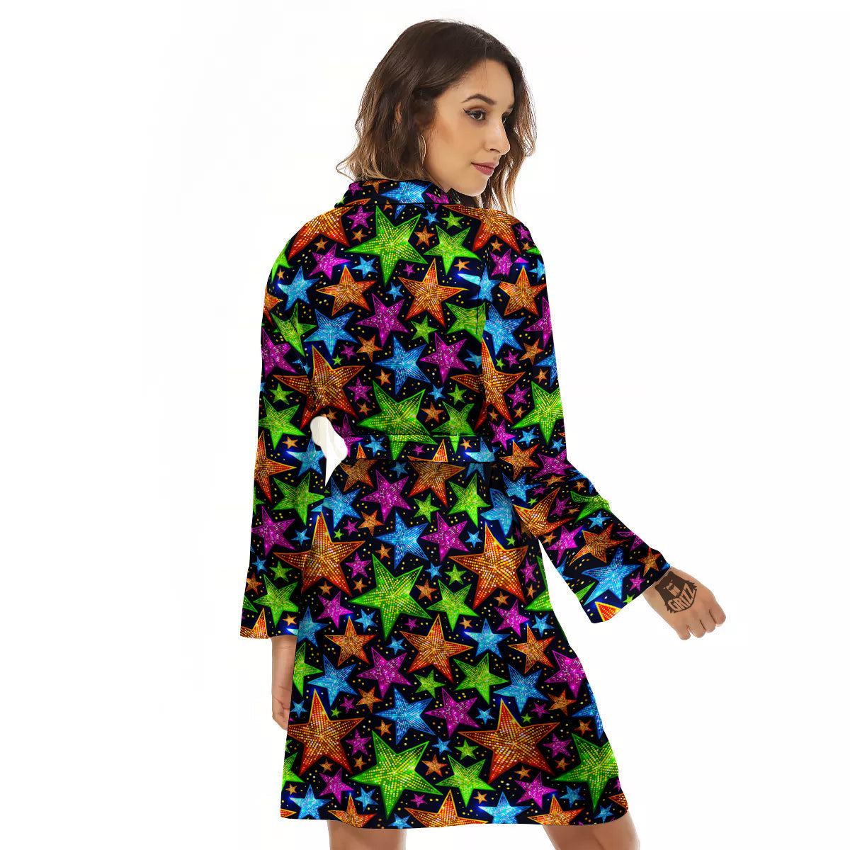 Star Disco Sparkles Print Pattern Women's Robe-grizzshop