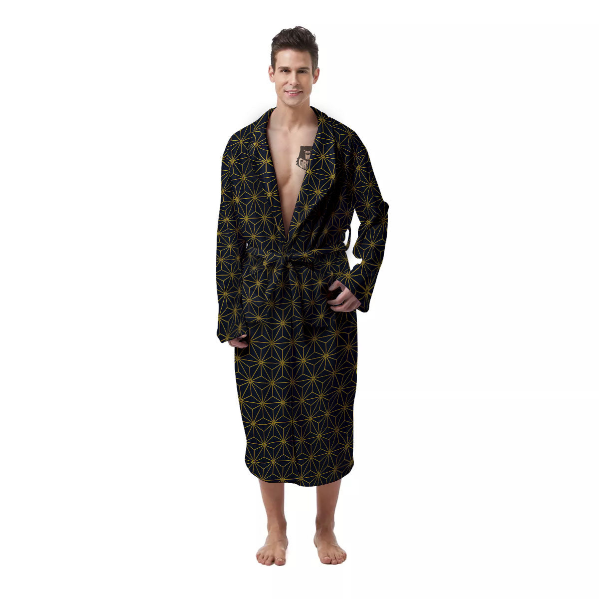 Star Geometric Print Pattern Men's Robe-grizzshop