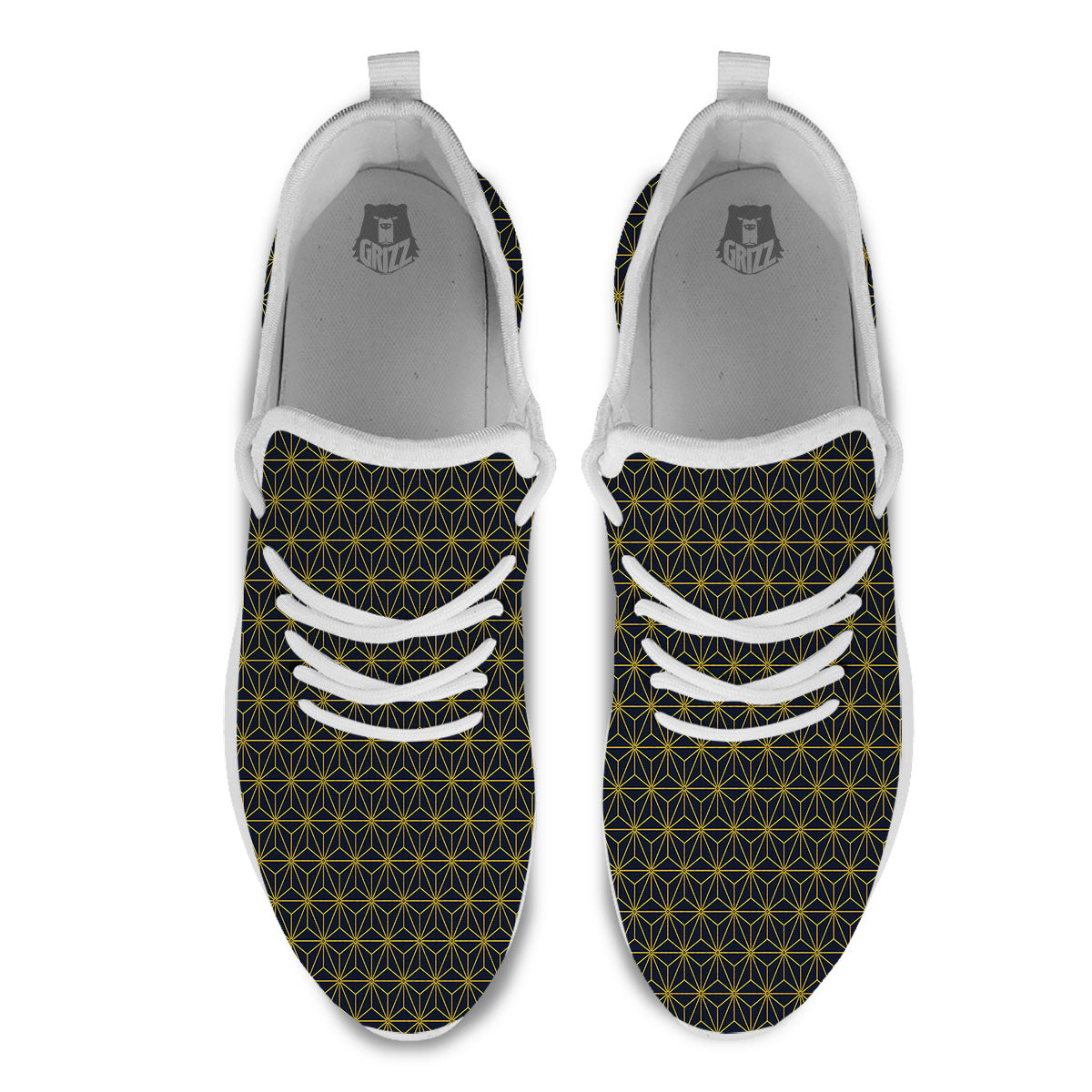 Star Geometric Print Pattern White Athletic Shoes-grizzshop