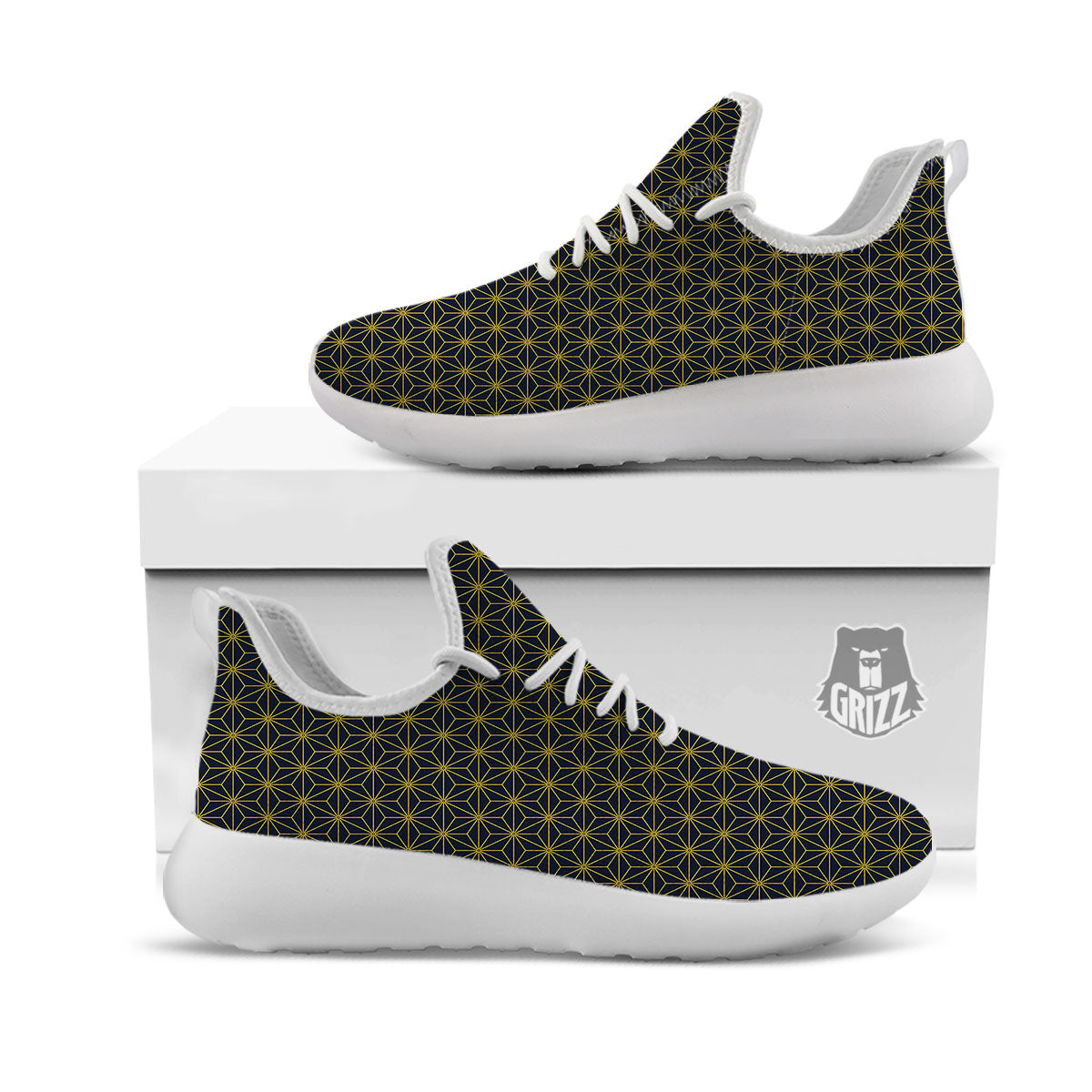 Star Geometric Print Pattern White Athletic Shoes-grizzshop