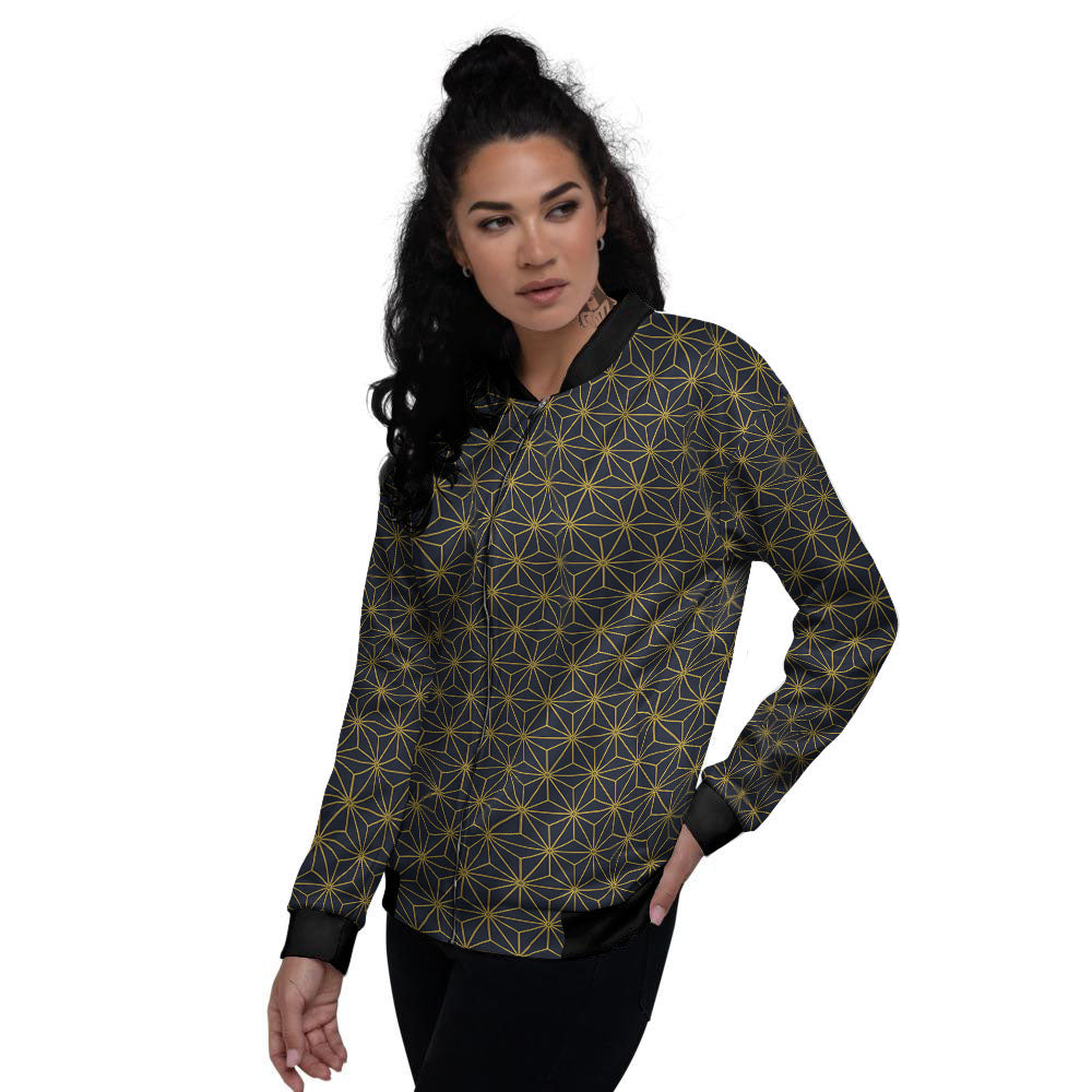 Star Geometric Print Pattern Women's Bomber Jacket-grizzshop