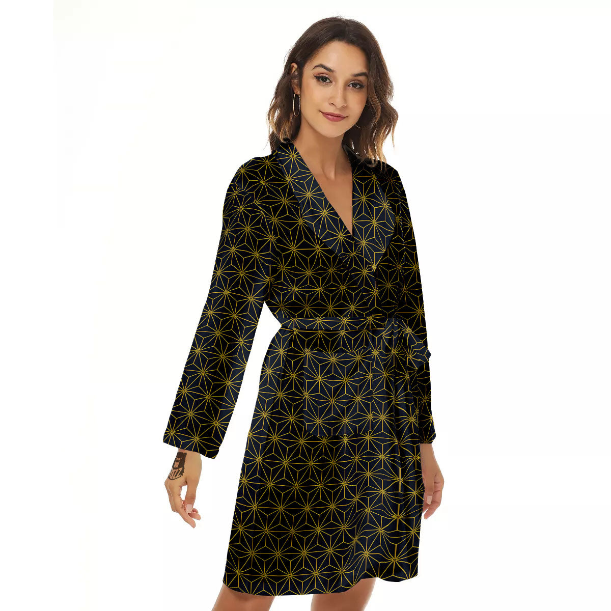 Star Geometric Print Pattern Women's Robe-grizzshop