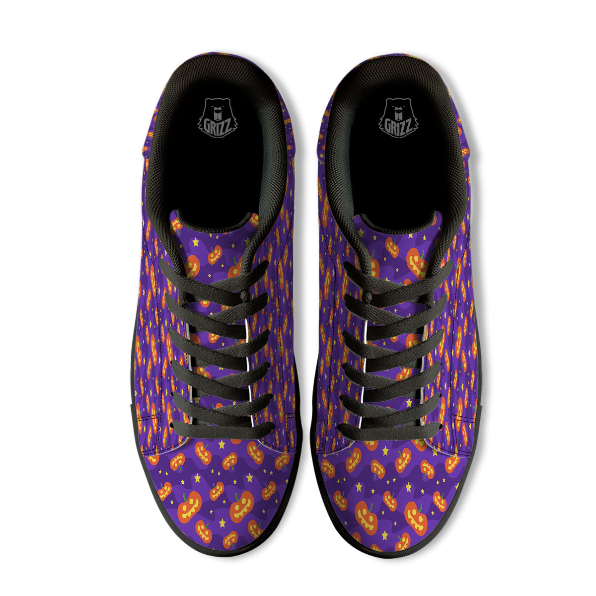 Star Halloween Print Pattern Black Low Top Sneakers-grizzshop