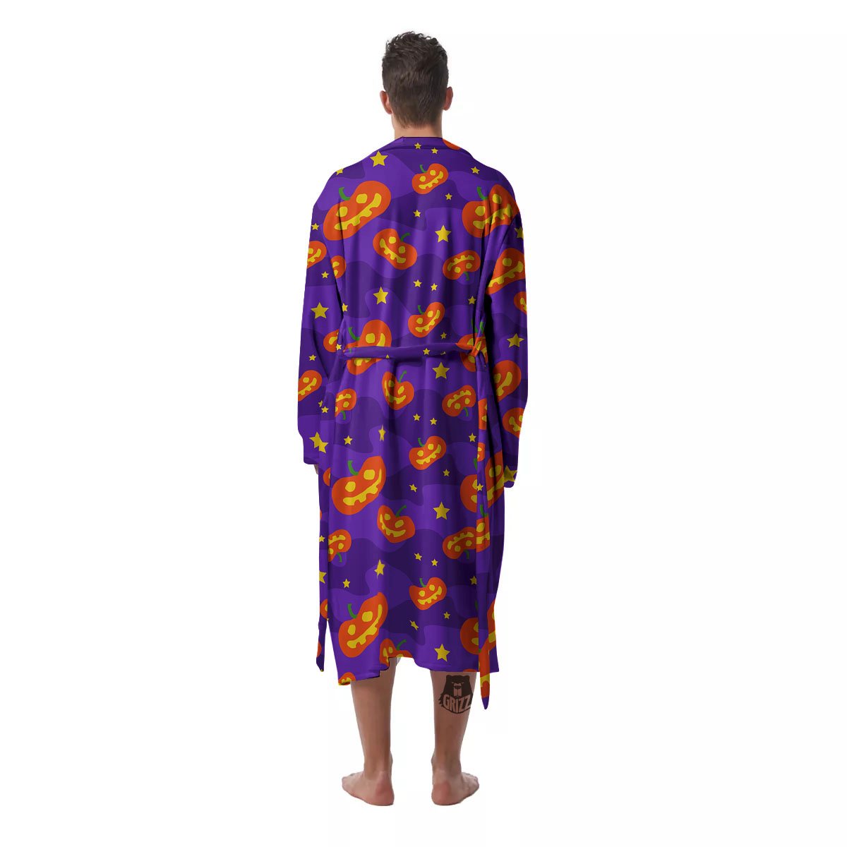 Star Halloween Print Pattern Men's Robe-grizzshop