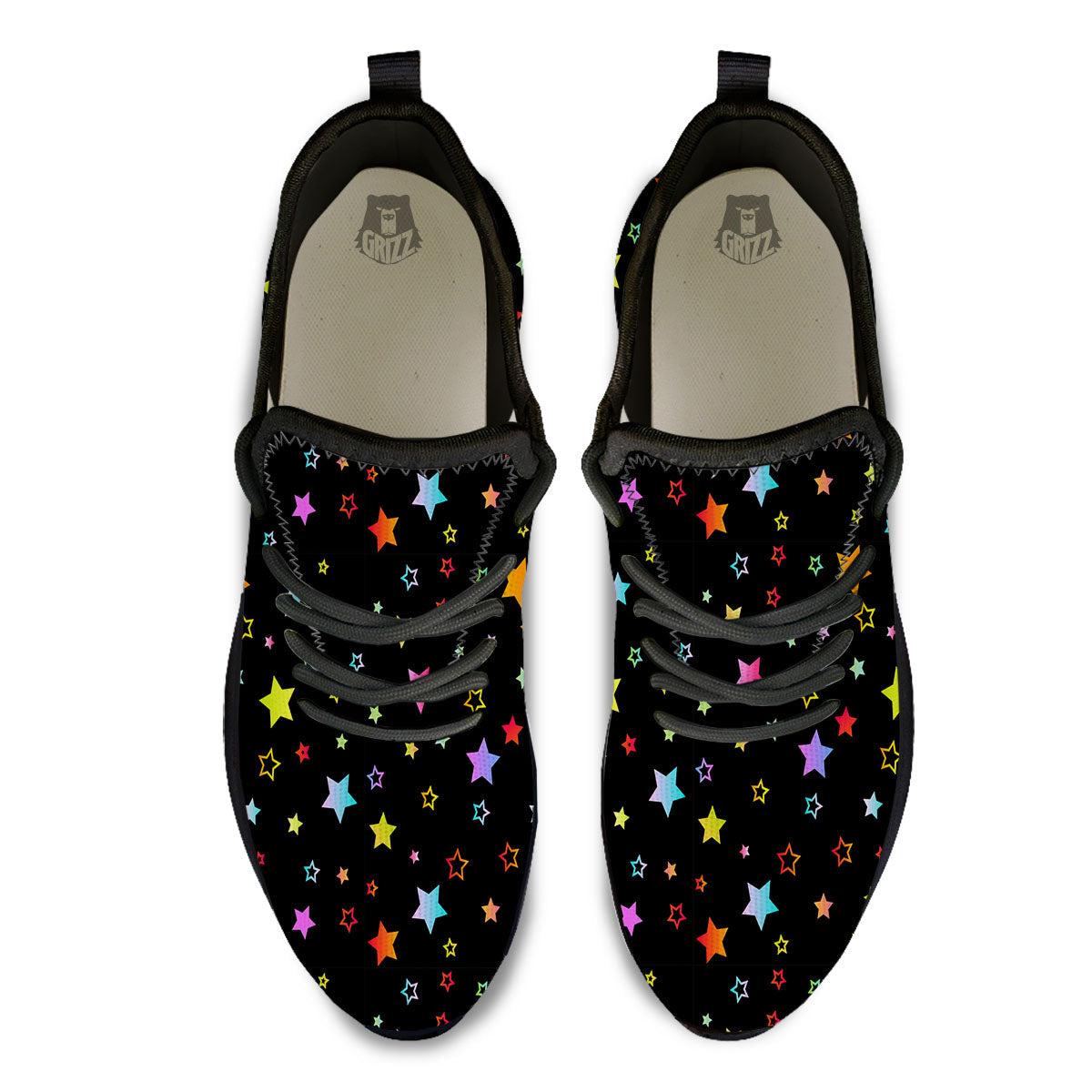 Star Lights Print Pattern Black Athletic Shoes-grizzshop