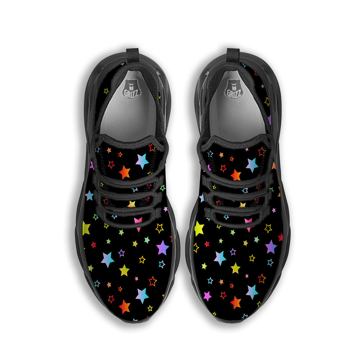 Star Lights Print Pattern Black Running Shoes-grizzshop