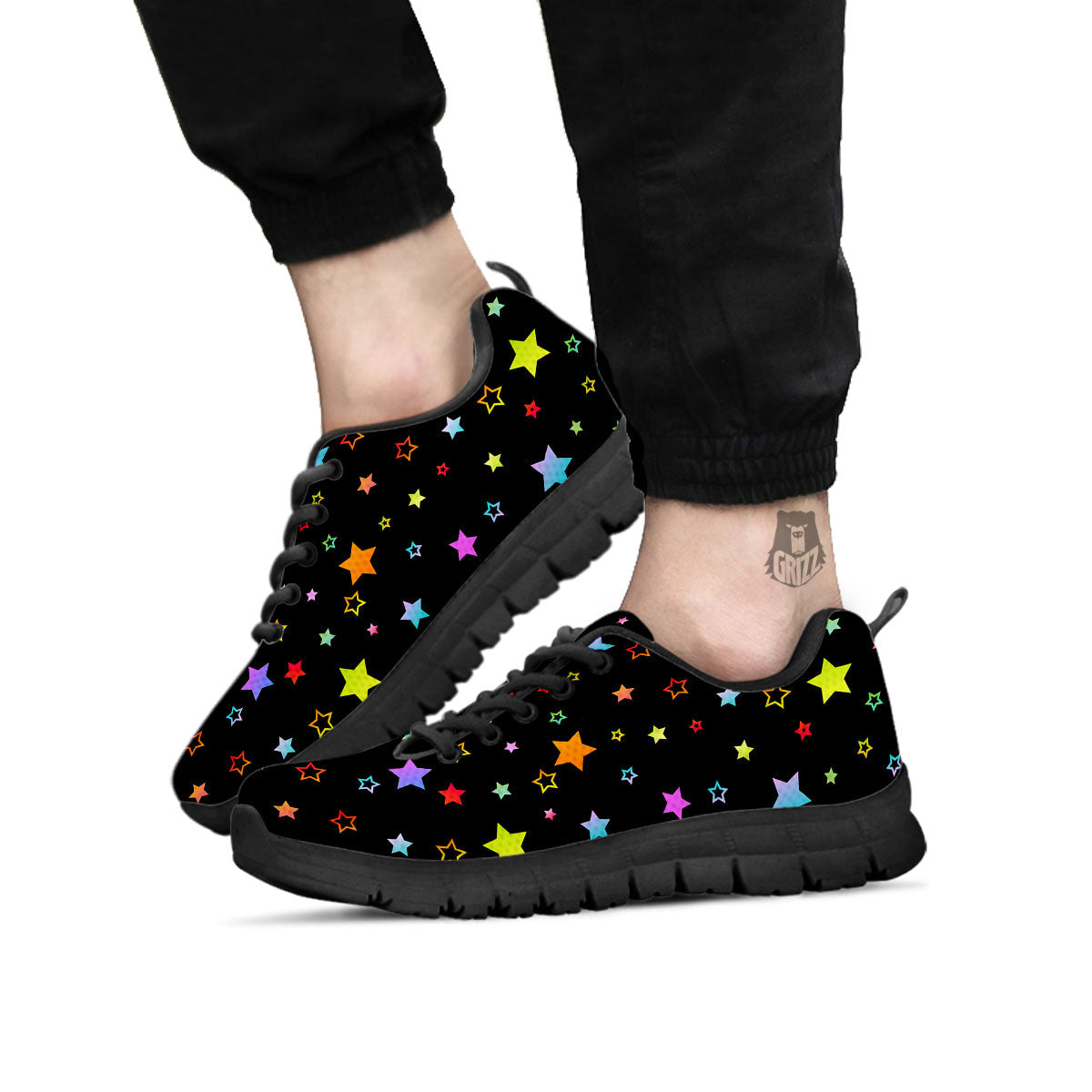 Star Lights Print Pattern Black Sneaker-grizzshop
