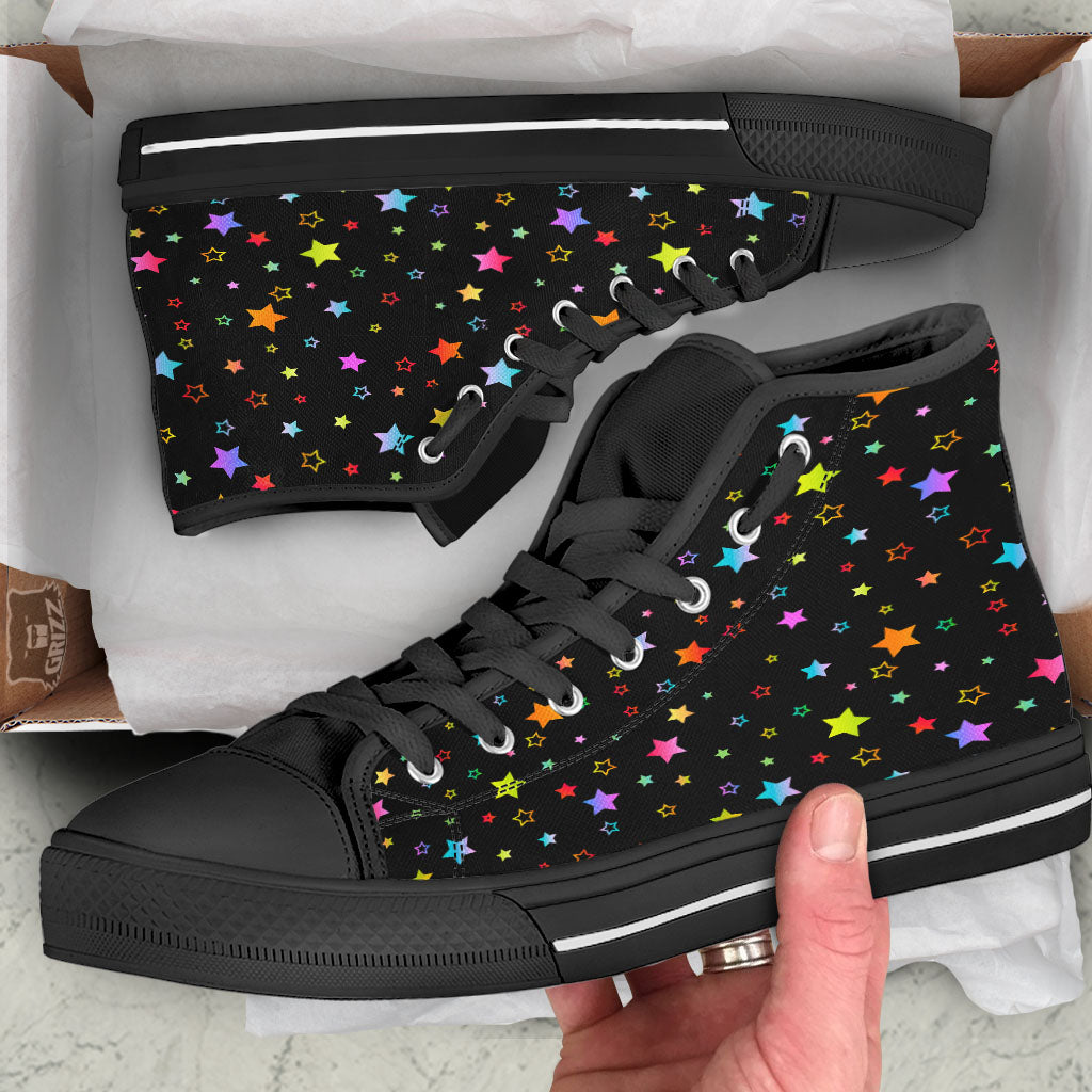 Star Lights Print Pattern High Top Shoes-grizzshop