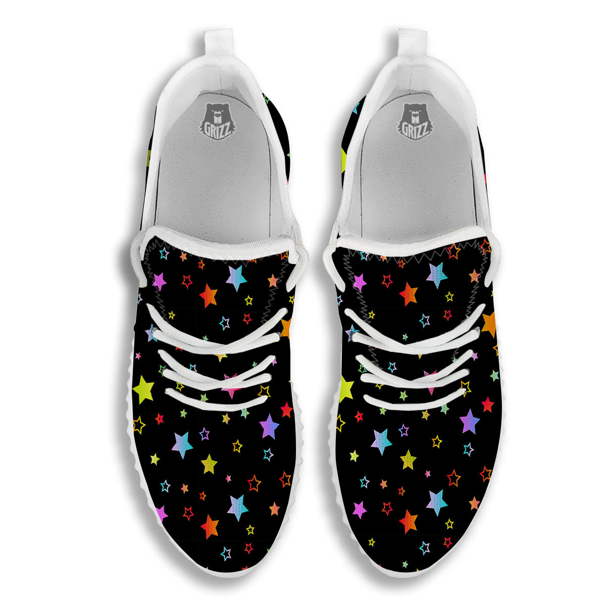 Star Lights Print Pattern White Walking Shoes-grizzshop